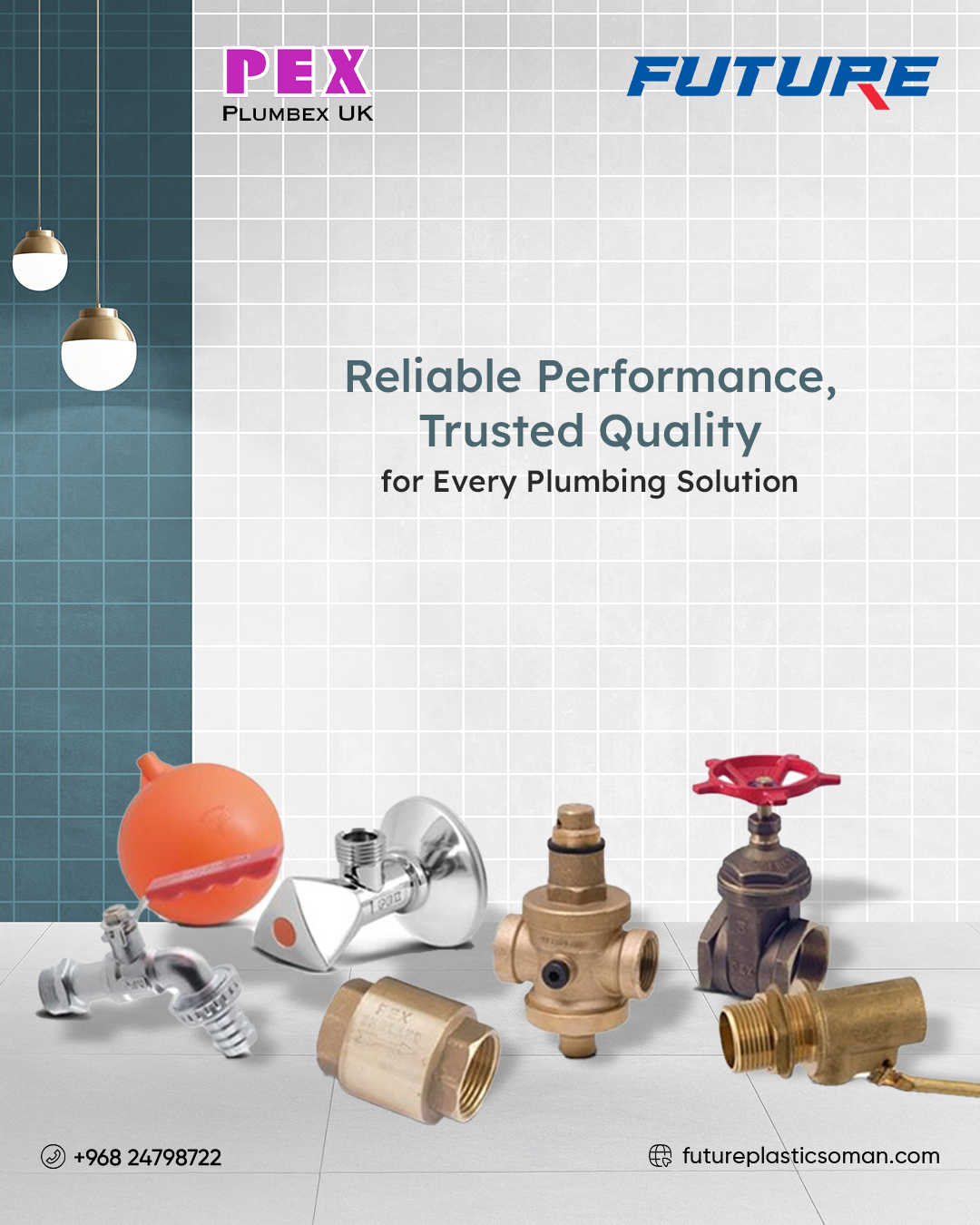 PEX Plumbex UK brass and bronze valves from Future Plastics Oman – premium plumbing valves and fittings for reliable performance and trusted quality. Available in Muscat, Ruwi, and Salalah.